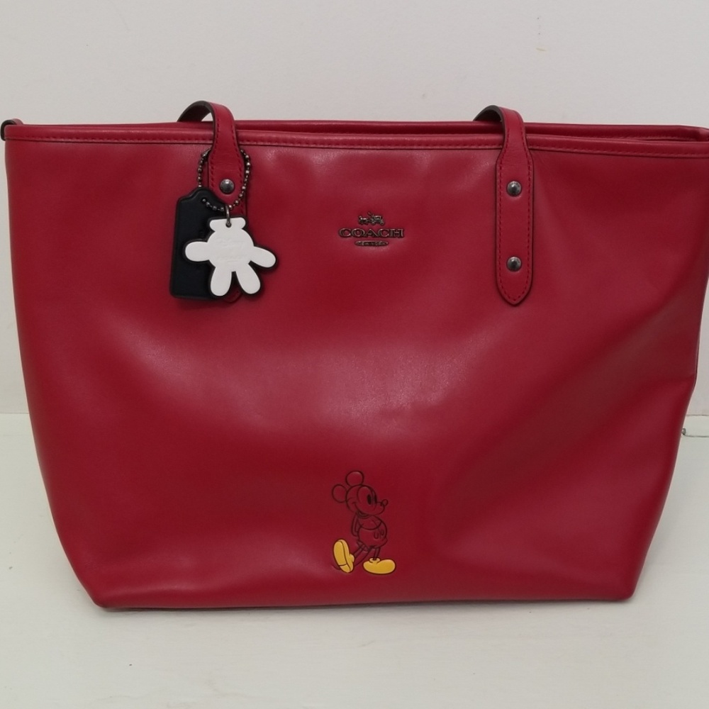Coach x Disney Red Leather Tote